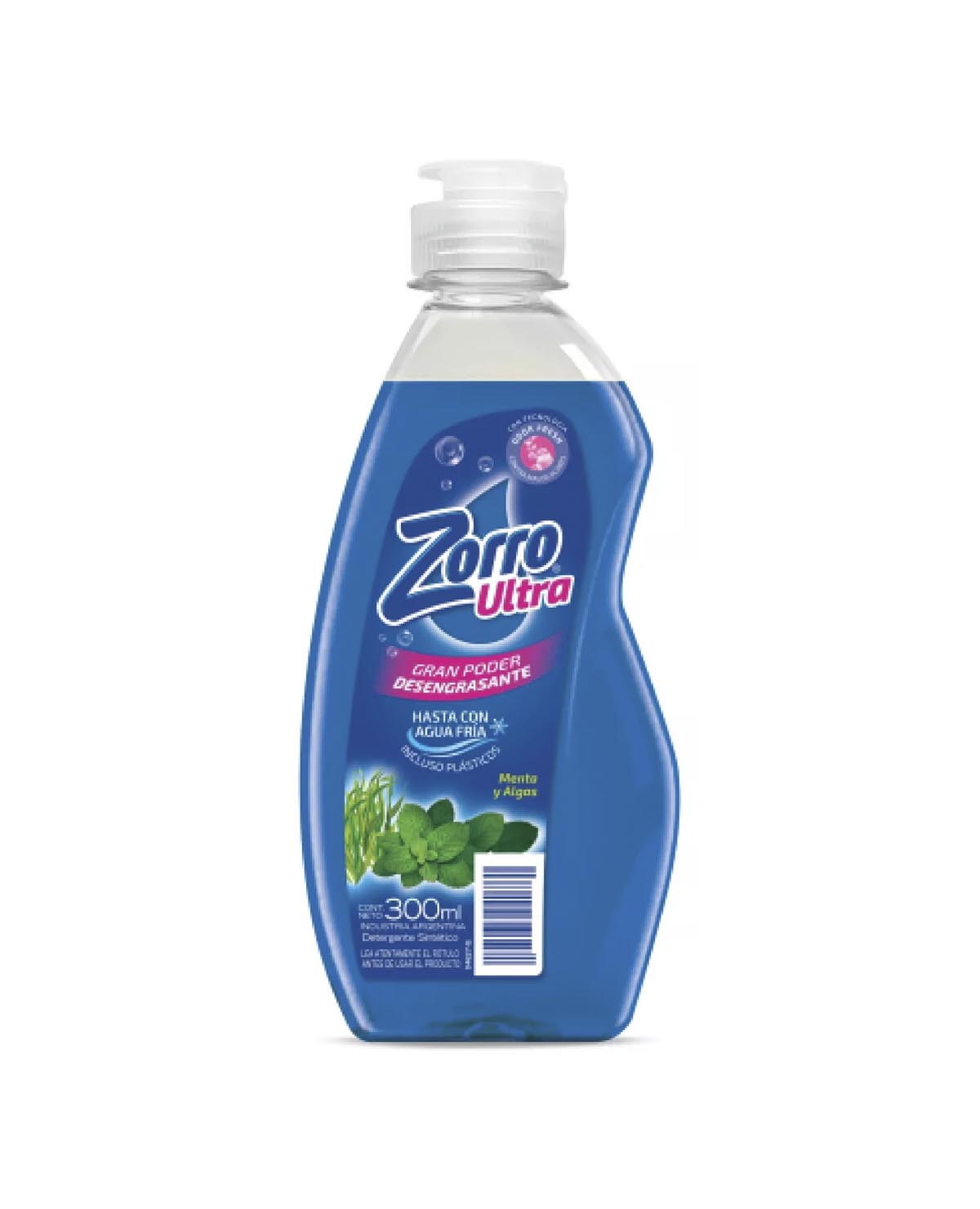 Detergente Zorro Ultra Menta y Algas x 300 Ml